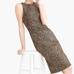 🐆 J. Crew Factory Leopard Print Sheath Sleeveless Dress 14 Mad Men Retro Pin Up